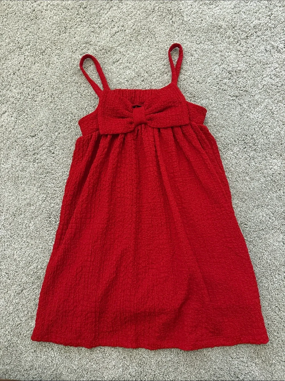 Old Navy Red Textured Bow-Front Sundress